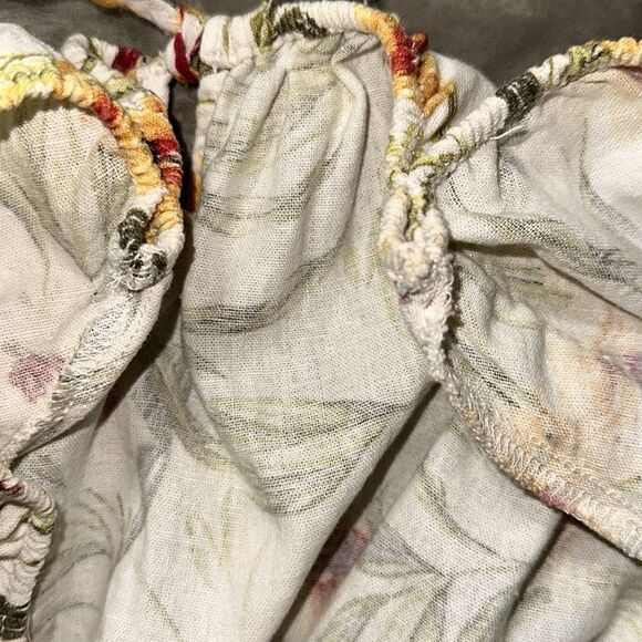 Kensie Jeans L Beige Gold Green Lily Linen On Off Shoulder Square Neck Top - Picture 8 of 10